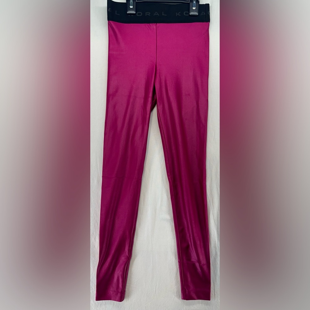 Koral Pink Shiny‎ High Rise Gym Leggings Stretch Active Women's Size XS